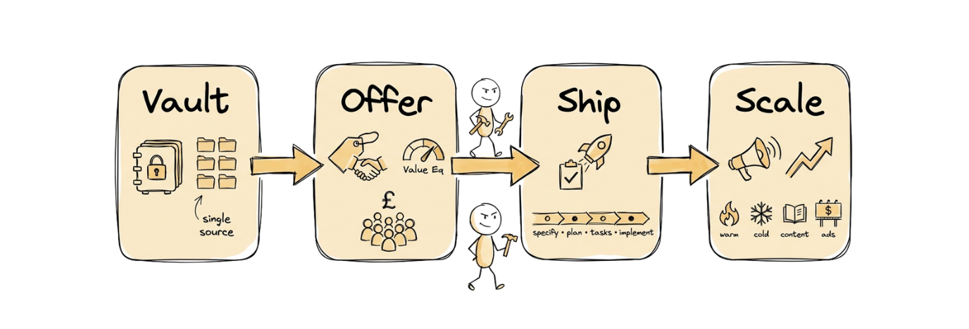 Vault, Offer, Ship, Scale — the four stages of the VOSS framework